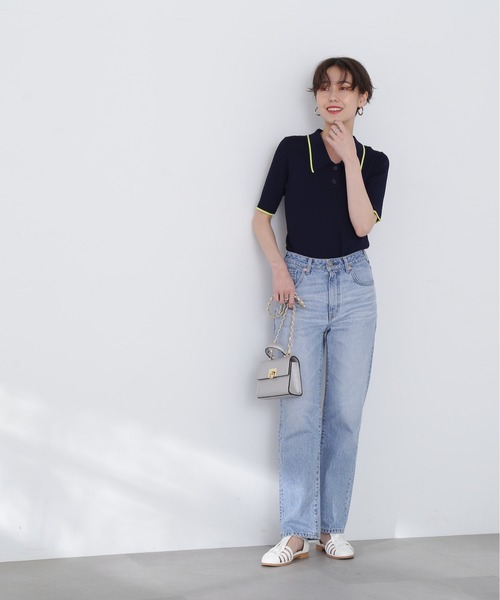 N.（N. Natural Beauty Basic）（エヌエヌナチュラルビューティーベーシック）の「◆ラインポロ襟リブニット（ニット/セーター・レディース・ネイビー/オフホワイト/ブルー/チョコ・MEDIUM）」の22枚目の写真