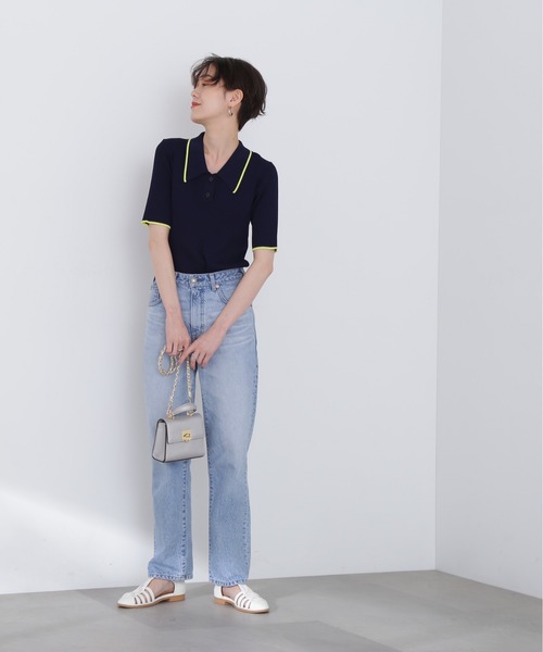 N.（N. Natural Beauty Basic）（エヌエヌナチュラルビューティーベーシック）の「◆ラインポロ襟リブニット（ニット/セーター・レディース・ネイビー/オフホワイト/ブルー/チョコ・MEDIUM）」の16枚目の写真