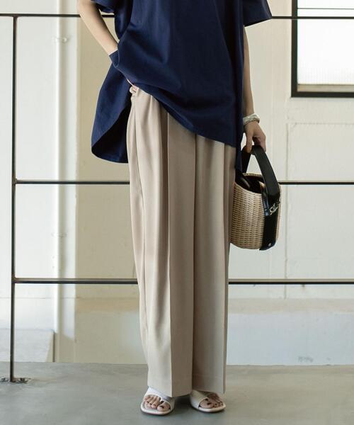 coen(コーエン)の「ハンサムツータックワイドスラックス(スラックス・レディース・ブラック/ベージュ/グレー/ナチュラル・S/M/L)」の3枚目の写真