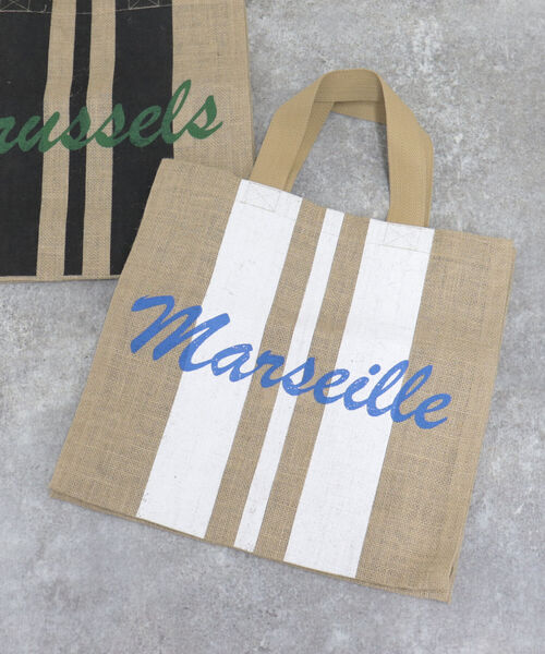 MAISON BENGAL（マイソンベンガル）の「【Maison Bengal/メゾンベンガル】別注ストライプ×CITYプリントトートバッグ（トートバッグ・レディース・ホワイト系その他/ブラック系その他・FREE）」の5枚目の写真