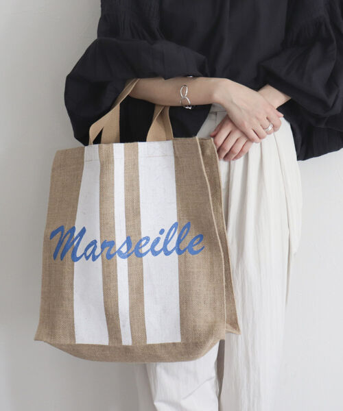 MAISON BENGAL（マイソンベンガル）の「【Maison Bengal/メゾンベンガル】別注ストライプ×CITYプリントトートバッグ（トートバッグ・レディース・ホワイト系その他/ブラック系その他・FREE）」の7枚目の写真