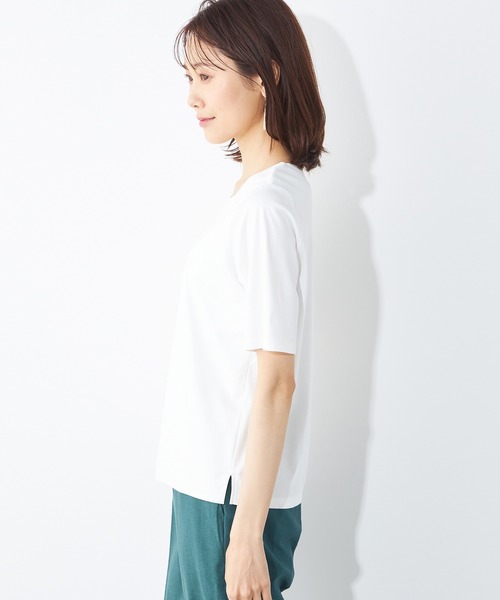 A/C DESIGN BY ALPHA CUBIC（エーシーデザインバイアルファキュービック）の「ダブルフロントTシャツ（Tシャツ/カットソー・レディース・ライトグレー/オフホワイト・M/LL/L）」の4枚目の写真