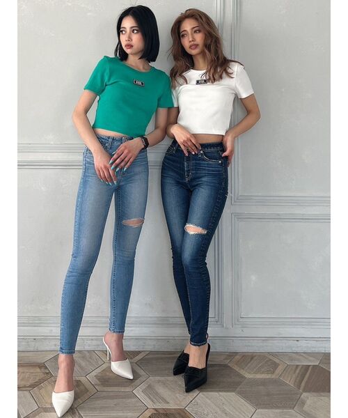 GYDA（ジェイダ）の「M/W HIP RIPPEDスキニーデニムパンツ（デニムパンツ・レディース・ライトブルー/インディゴブルー・SMALL/X-SMALL/MEDIUM）」の6枚目の写真