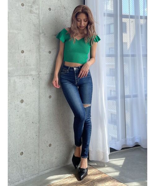 GYDA（ジェイダ）の「M/W HIP RIPPEDスキニーデニムパンツ（デニムパンツ・レディース・ライトブルー/インディゴブルー・SMALL/X-SMALL/MEDIUM）」の11枚目の写真