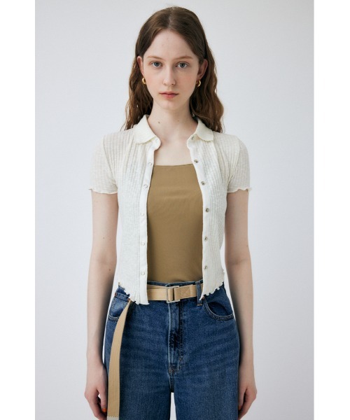 MOUSSY（マウジー）の「TRANSPARENT SKINNY カーディガン（カーディガン/ボレロ・レディース・ネイビー/オフホワイト/オレンジ/ライトグリーン・FREE）」の16枚目の写真