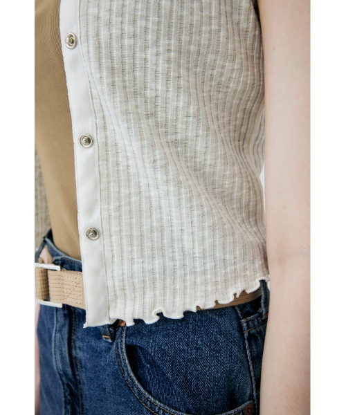 MOUSSY（マウジー）の「TRANSPARENT SKINNY カーディガン（カーディガン/ボレロ・レディース・ネイビー/オフホワイト/オレンジ/ライトグリーン・FREE）」の13枚目の写真