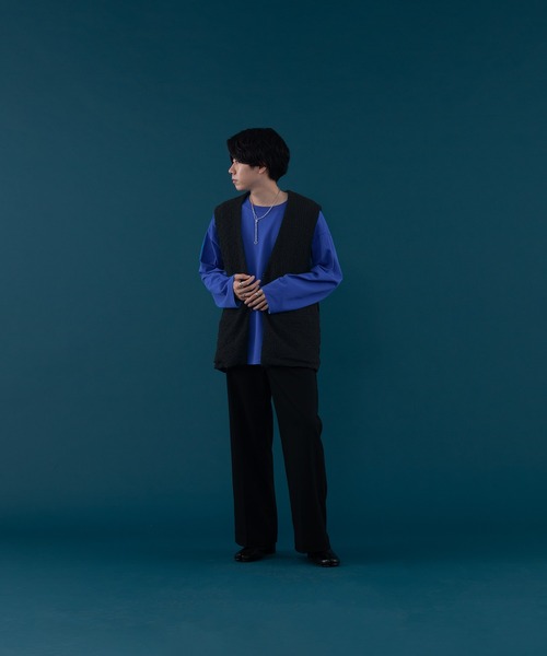 selle glant（セレグランテ）の「PUFFY JACQUARD GILET VEST/フクレジャガードジレベスト（ベスト・メンズ・ブラック/グレイッシュブルー・MEDIUM/LARGE）」の5枚目の写真