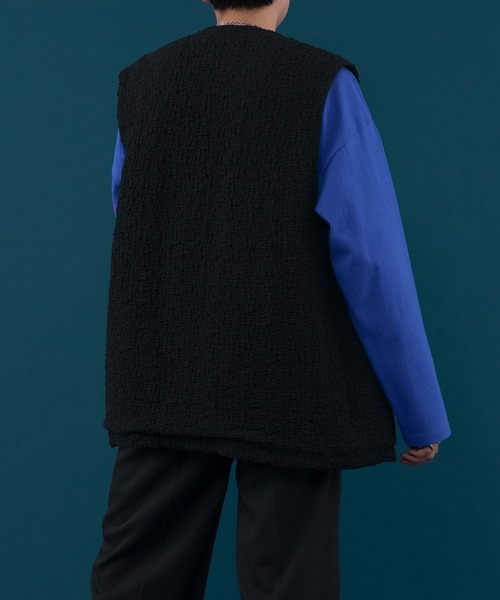selle glant（セレグランテ）の「PUFFY JACQUARD GILET VEST/フクレジャガードジレベスト（ベスト・メンズ・ブラック/グレイッシュブルー・MEDIUM/LARGE）」の4枚目の写真