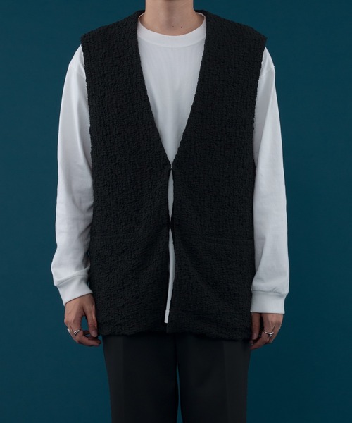 selle glant（セレグランテ）の「PUFFY JACQUARD GILET VEST/フクレジャガードジレベスト（ベスト・メンズ・ブラック/グレイッシュブルー・MEDIUM/LARGE）」の21枚目の写真