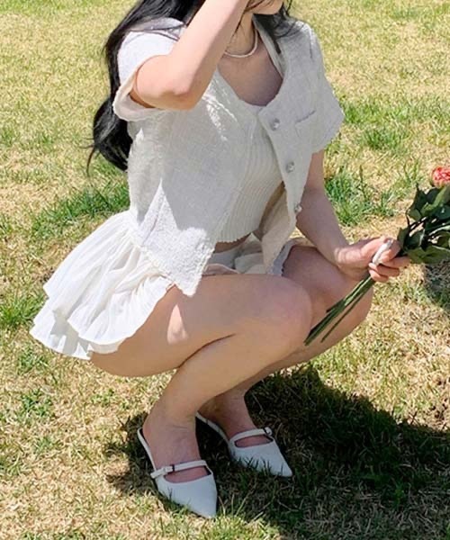 PICCIN PERLA ジャケット ノーカラージャケット パールボタン