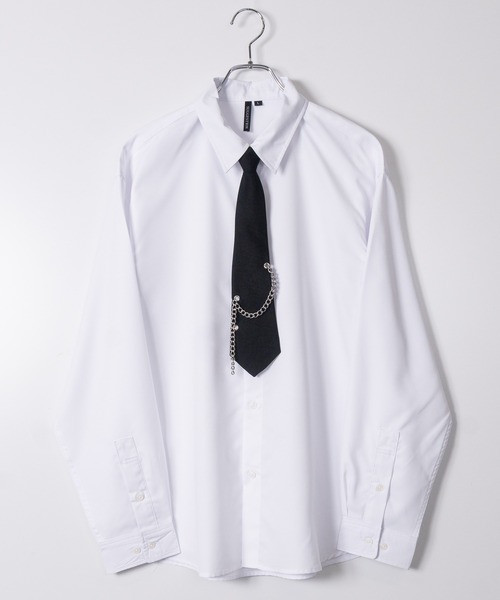 JOHN'S CLOSET(ジョンズクローゼット)の「【13】デザインネクタイ付きシャツ(シャツ/ブラウス・メンズ・オフホワイト/ブラック/グリーン/ブルー/ブラック系1/ホワイト系1・MEDIUM/LARGE)」の3枚目の写真