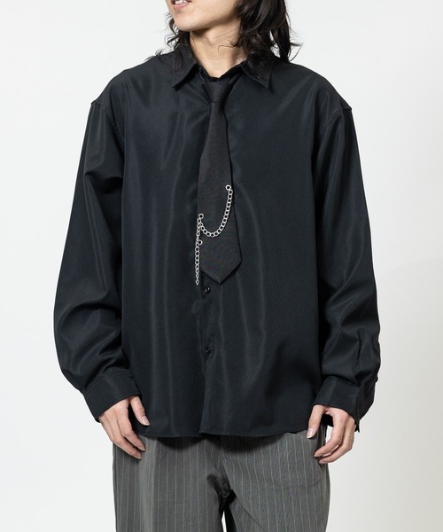 JOHN'S CLOSET(ジョンズクローゼット)の「【13】デザインネクタイ付きシャツ(シャツ/ブラウス・メンズ・オフホワイト/ブラック/グリーン/ブルー/ブラック系1/ホワイト系1・MEDIUM/LARGE)」の13枚目の写真