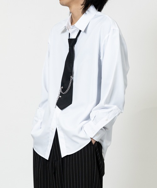 JOHN'S CLOSET(ジョンズクローゼット)の「【13】デザインネクタイ付きシャツ(シャツ/ブラウス・メンズ・オフホワイト/ブラック/グリーン/ブルー/ブラック系1/ホワイト系1・MEDIUM/LARGE)」の8枚目の写真