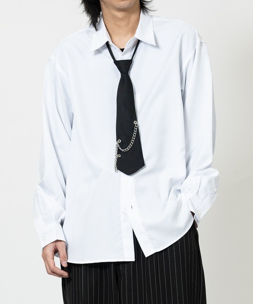 JOHN'S CLOSET(ジョンズクローゼット)の「【13】デザインネクタイ付きシャツ(シャツ/ブラウス・メンズ・オフホワイト/ブラック/グリーン/ブルー/ブラック系1/ホワイト系1・MEDIUM/LARGE)」の7枚目の写真