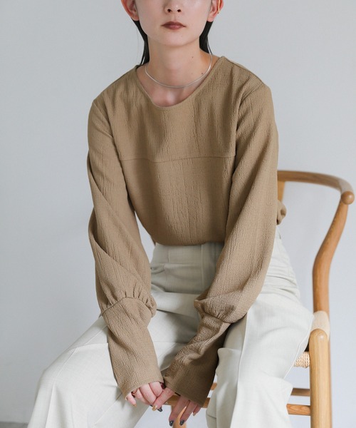 セール】ジャガードロングカフストップス（Tシャツ/カットソー