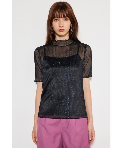 セール】シャイニープリーツフィットトップス（Tシャツ