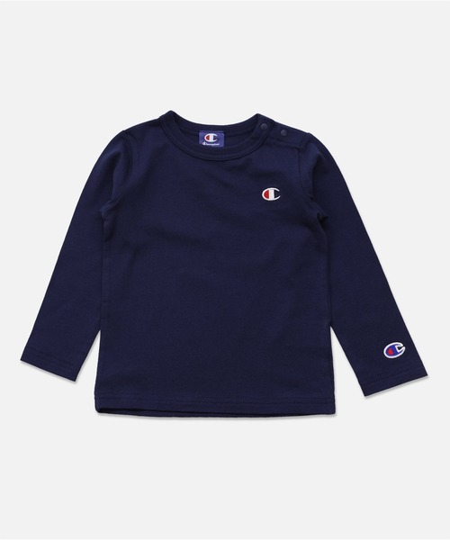 Champion（チャンピオン）の「champion / チャンピオン ロゴ長袖Tシャツ（Tシャツ/カットソー・キッズ・ホワイト/ブラック/グレー/ネイビー/グリーン/ピンク・120cm/90cm/110cm/130cm/100cm）」の5枚目の写真