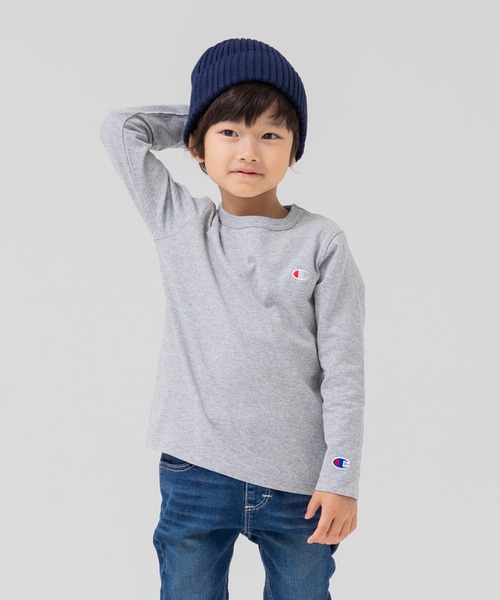Champion（チャンピオン）の「champion / チャンピオン ロゴ長袖Tシャツ（Tシャツ/カットソー・キッズ・ホワイト/ブラック/グレー/ネイビー/グリーン/ピンク・120cm/90cm/110cm/130cm/100cm）」の3枚目の写真