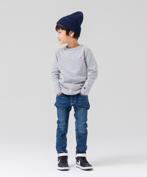 Champion（チャンピオン）の「champion / チャンピオン ロゴ長袖Tシャツ（Tシャツ/カットソー・キッズ・ホワイト/ブラック/グレー/ネイビー/グリーン/ピンク・120cm/90cm/110cm/130cm/100cm）」の20枚目の写真