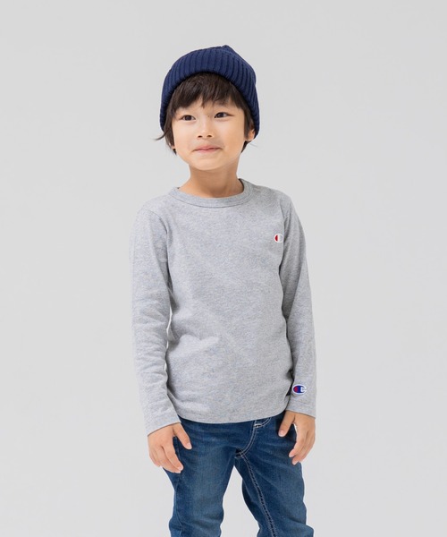 Champion（チャンピオン）の「champion / チャンピオン ロゴ長袖Tシャツ（Tシャツ/カットソー・キッズ・ホワイト/ブラック/グレー/ネイビー/グリーン/ピンク・120cm/90cm/110cm/130cm/100cm）」の19枚目の写真