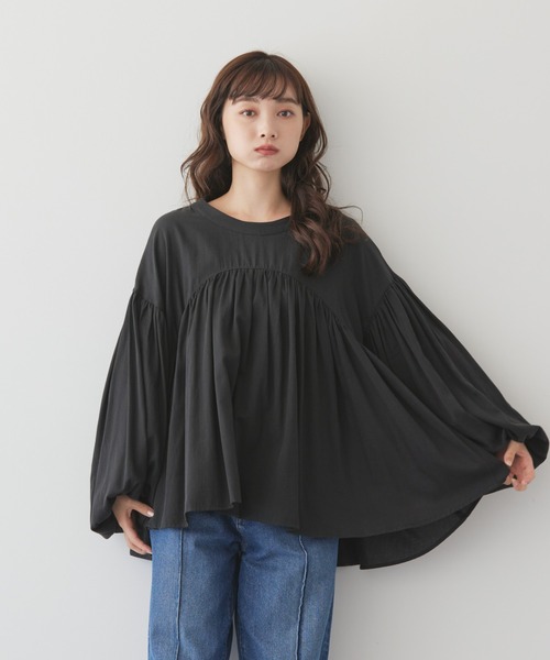 AMERICAN HOLIC(アメリカンホリック)の「ボリュームギャザーブラウス(シャツ/ブラウス・レディース・ブラック/オフホワイト・L/M)」の14枚目の写真