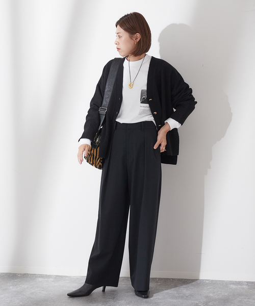 journal standard L'essage（ジャーナルスタンダードレサージュ）の「■ワイドタックパンツ（スラックス・レディース・グレー/ブラック・36/38）」の4枚目の写真