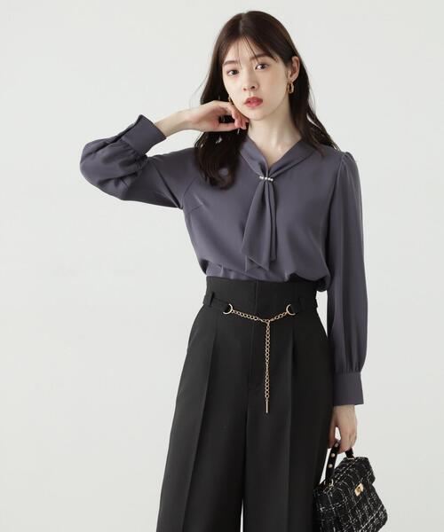 PROPORTION BODY DRESSING（プロポーションボディドレッシング）の「オータムパールボウタイブラウス / 1213210911（シャツ/ブラウス・レディース・ホワイト系その他/ダークグレー/グレー・SMALL/MEDIUM）」の12枚目の写真