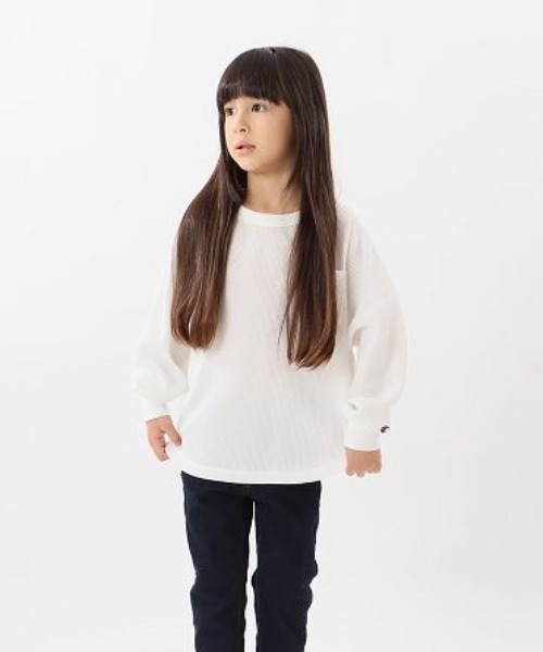 Champion（チャンピオン）の「CHAMPION/チャンピオン キッズ ロンT MUJI CK-Y406（Tシャツ/カットソー・キッズ・オフホワイト/オリーブ・100cm/120cm/130cm/140cm/150cm/110cm/160cm）」の8枚目の写真