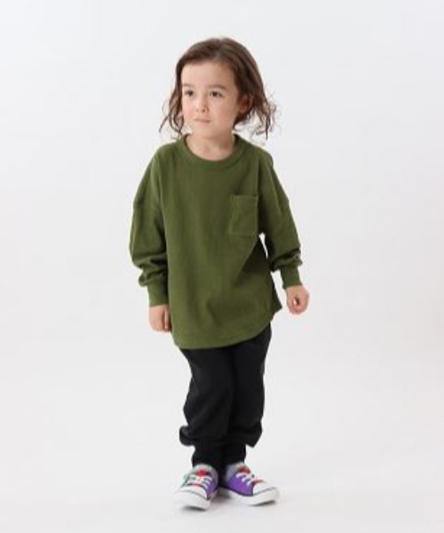 Champion（チャンピオン）の「CHAMPION/チャンピオン キッズ ロンT MUJI CK-Y406（Tシャツ/カットソー・キッズ・オフホワイト/オリーブ・100cm/120cm/130cm/140cm/150cm/110cm/160cm）」の11枚目の写真