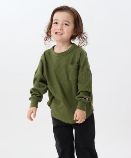 Champion（チャンピオン）の「CHAMPION/チャンピオン キッズ ロンT MUJI CK-Y406（Tシャツ/カットソー・キッズ・オフホワイト/オリーブ・100cm/120cm/130cm/140cm/150cm/110cm/160cm）」の10枚目の写真