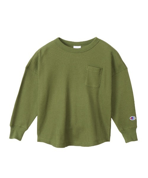Champion（チャンピオン）の「CHAMPION/チャンピオン キッズ ロンT MUJI CK-Y406（Tシャツ/カットソー・キッズ・オフホワイト/オリーブ・100cm/120cm/130cm/140cm/150cm/110cm/160cm）」の12枚目の写真