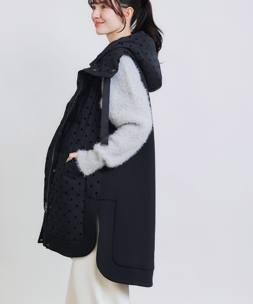 PICCIN PERLA（ピッチンペルラ）の「ダンボール切り替えフロッキードットロングダウンベスト（ダウンベスト・レディース・ブラック・S/M）」の13枚目の写真