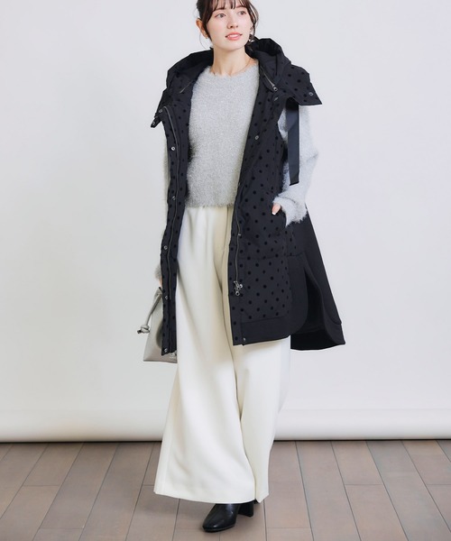 PICCIN PERLA（ピッチンペルラ）の「ダンボール切り替えフロッキードットロングダウンベスト（ダウンベスト・レディース・ブラック・S/M）」の12枚目の写真