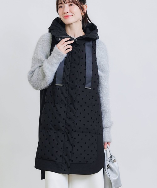 PICCIN PERLA（ピッチンペルラ）の「ダンボール切り替えフロッキードットロングダウンベスト（ダウンベスト・レディース・ブラック・S/M）」の20枚目の写真