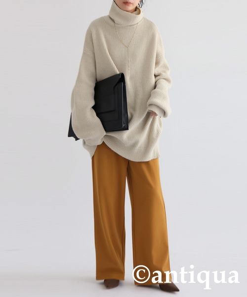 antiqua（アンティカ）の「オーバーサイズハイネックニット（ニット/セーター・レディース・オフホワイト/ブルー/ブラック/ネイビー/ブラウン系その他/グリーン/オレンジ・FREE）」の12枚目の写真