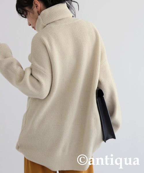 antiqua（アンティカ）の「オーバーサイズハイネックニット（ニット/セーター・レディース・オフホワイト/ブルー/ブラック/ネイビー/ブラウン系その他/グリーン/オレンジ・FREE）」の11枚目の写真