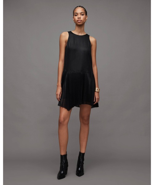 ALLSAINTS(オールセインツ)の「EVE 2-IN-1 SLEEVELESS PLEATED MINI DRESS | EVE EVE 2-IN-1 ノースリーブ プリーツ ミニ ドレス・ワンピース(ワンピース・レディース・ブラック・S/M/L/XS)」の6枚目の写真