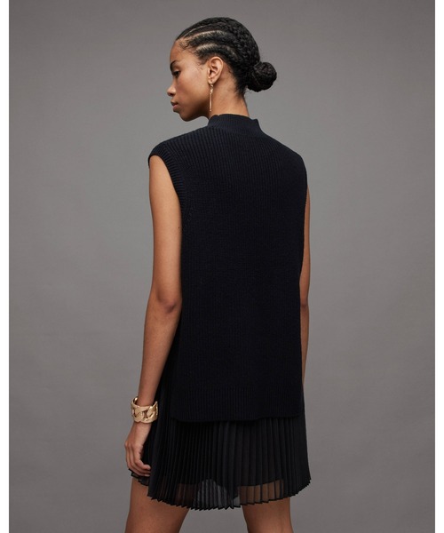 ALLSAINTS(オールセインツ)の「EVE 2-IN-1 SLEEVELESS PLEATED MINI DRESS | EVE EVE 2-IN-1 ノースリーブ プリーツ ミニ ドレス・ワンピース(ワンピース・レディース・ブラック・S/M/L/XS)」の7枚目の写真
