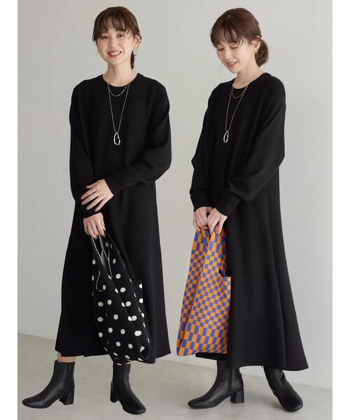 AMERICAN HOLIC（アメリカンホリック）の「バイパチニットフレアワンピース（ワンピース・レディース・ブラック/杢グレー・M/L）」の16枚目の写真