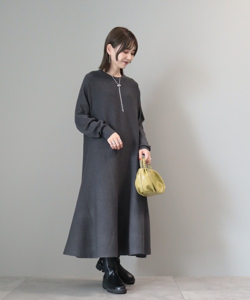 AMERICAN HOLIC（アメリカンホリック）の「バイパチニットフレアワンピース（ワンピース・レディース・ブラック/杢グレー・M/L）」の5枚目の写真