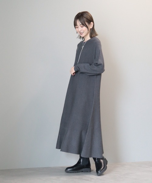 AMERICAN HOLIC（アメリカンホリック）の「バイパチニットフレアワンピース（ワンピース・レディース・ブラック/杢グレー・M/L）」の6枚目の写真