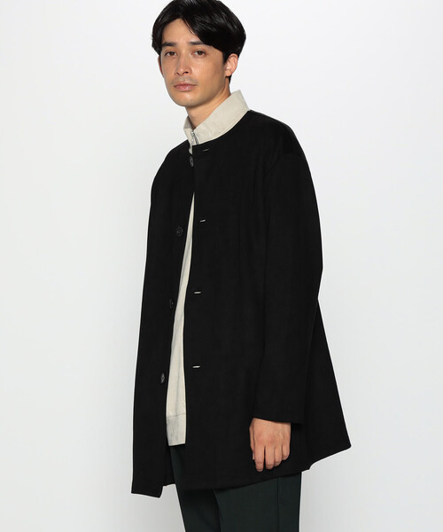 COMME CA ISM(コムサイズム)の「フェイクスエード ノーカラーカーディガン(カーディガン/ボレロ・メンズ・ブラック/モカ・L/M)」の2枚目の写真