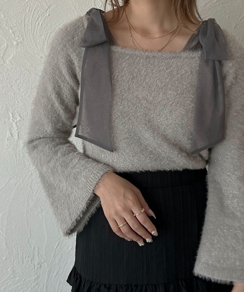 apres jour clair(アプレジュールクレア)の「【apres jour clair】2WAYフェザーニット【ZOZOTOWN限定アイテム】(ニット/セーター・レディース・グレー/アイボリー/ネイビー・X-LARGE/フリー)」の3枚目の写真