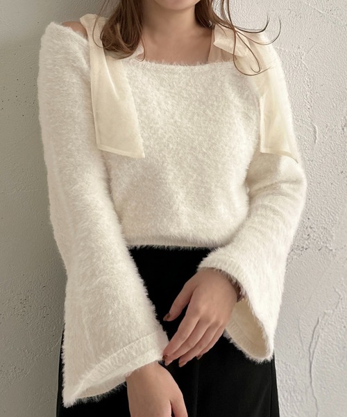 apres jour clair(アプレジュールクレア)の「【apres jour clair】2WAYフェザーニット【ZOZOTOWN限定アイテム】(ニット/セーター・レディース・グレー/アイボリー/ネイビー・X-LARGE/フリー)」の5枚目の写真