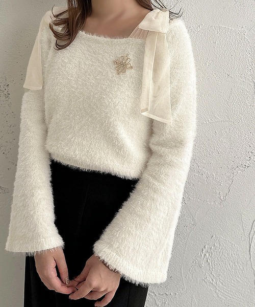 apres jour clair(アプレジュールクレア)の「【apres jour clair】2WAYフェザーニット【ZOZOTOWN限定アイテム】(ニット/セーター・レディース・グレー/アイボリー/ネイビー・X-LARGE/フリー)」の7枚目の写真