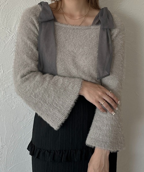 apres jour clair(アプレジュールクレア)の「【apres jour clair】2WAYフェザーニット【ZOZOTOWN限定アイテム】(ニット/セーター・レディース・グレー/アイボリー/ネイビー・X-LARGE/フリー)」の12枚目の写真