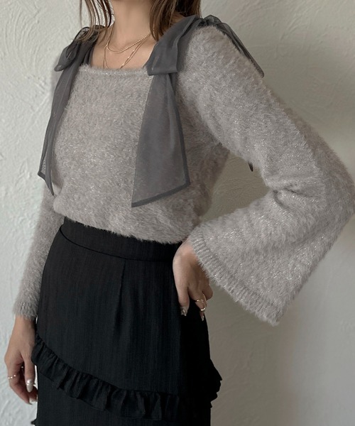 apres jour clair(アプレジュールクレア)の「【apres jour clair】2WAYフェザーニット【ZOZOTOWN限定アイテム】(ニット/セーター・レディース・グレー/アイボリー/ネイビー・X-LARGE/フリー)」の14枚目の写真