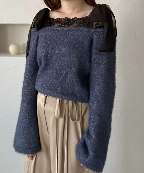 apres jour clair(アプレジュールクレア)の「【apres jour clair】2WAYフェザーニット【ZOZOTOWN限定アイテム】(ニット/セーター・レディース・グレー/アイボリー/ネイビー・X-LARGE/フリー)」の18枚目の写真