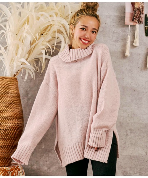 anap mimpi（アナップミンピ）の「スリットポイント起毛オフタートルニット（ニット/セーター・レディース・ブルー/ベージュ系その他/ダークグレー・FREE）」の8枚目の写真