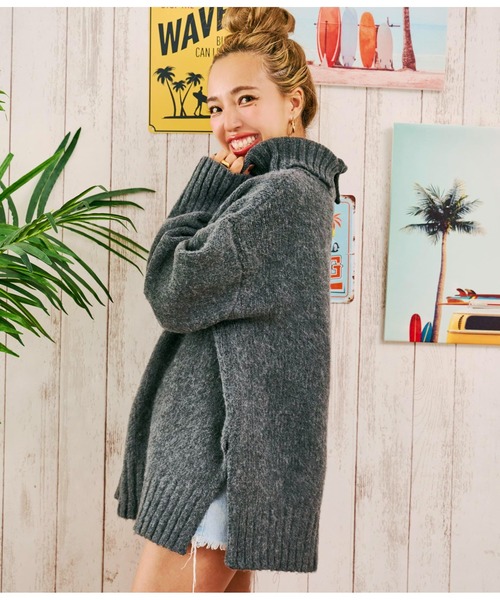 anap mimpi（アナップミンピ）の「スリットポイント起毛オフタートルニット（ニット/セーター・レディース・ブルー/ベージュ系その他/ダークグレー・FREE）」の21枚目の写真